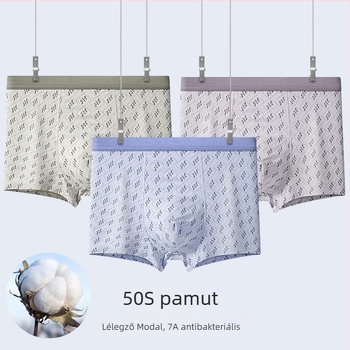 Nyári modal férfi alsónemű, plusz méret, magas derekú boxer brief, vékony anyag