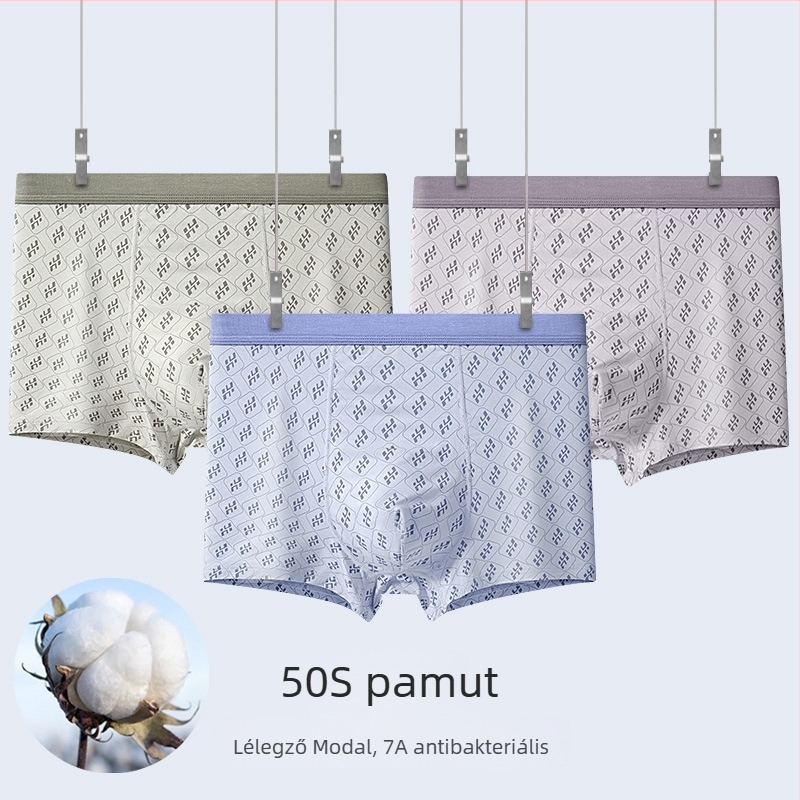 Nyári modal férfi alsónemű, plusz méret, magas derekú boxer brief, vékony anyag