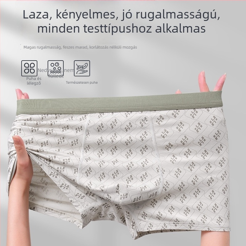 Nyári modal férfi alsónemű, plusz méret, magas derekú boxer brief, vékony anyag