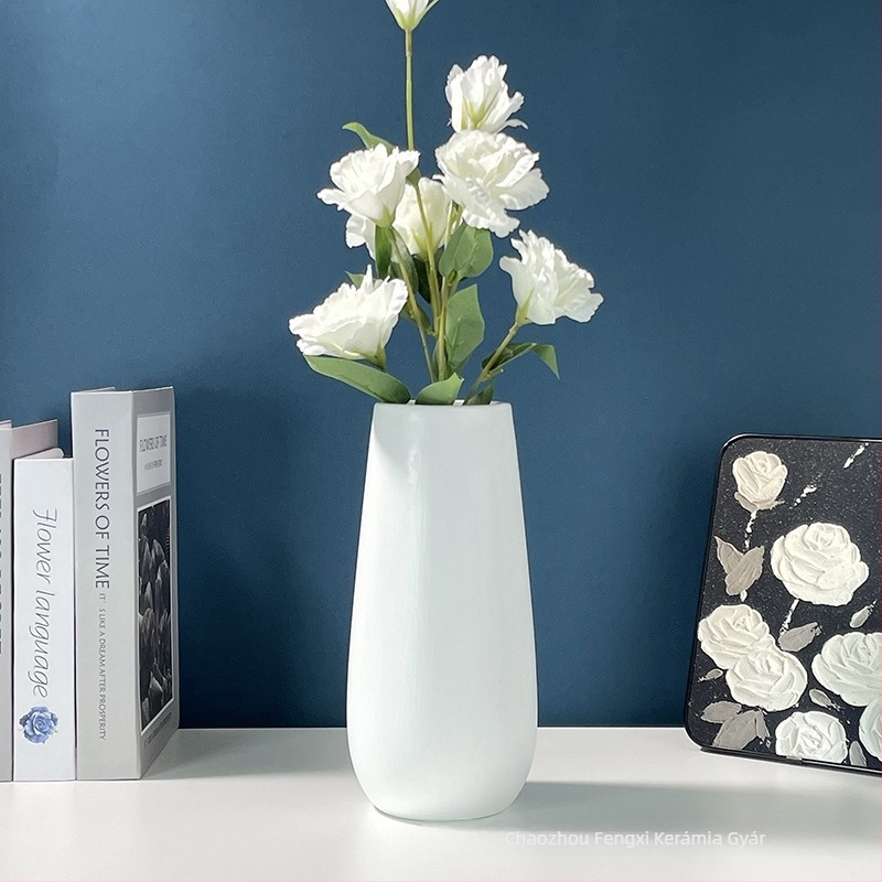 Minimalista kerámia váza nappaliba és előszobára, hidroponikus virágtartó, fehér porcelán