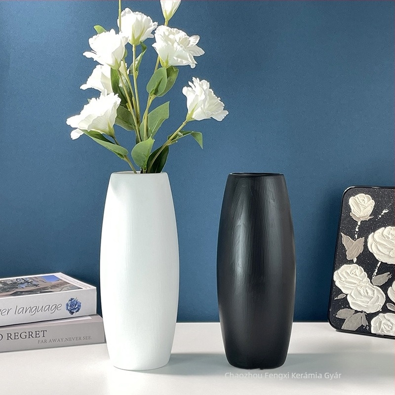 Minimalista kerámia váza nappaliba és előszobára, hidroponikus virágtartó, fehér porcelán