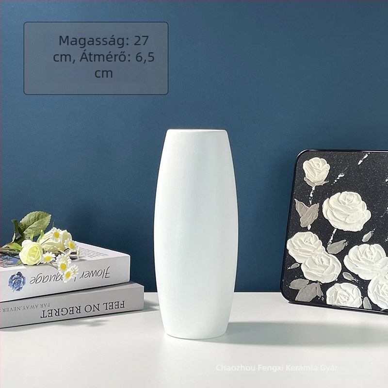Minimalista kerámia váza nappaliba és előszobára, hidroponikus virágtartó, fehér porcelán