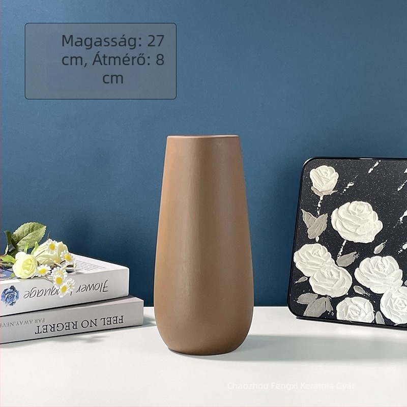 Minimalista kerámia váza nappaliba és előszobára, hidroponikus virágtartó, fehér porcelán