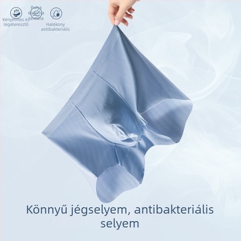 Férfi ice silk jacquard hálós boxeralsó, ultra vékony, antibakteriális, lélegző, varrat nélküli, középmagas derekú