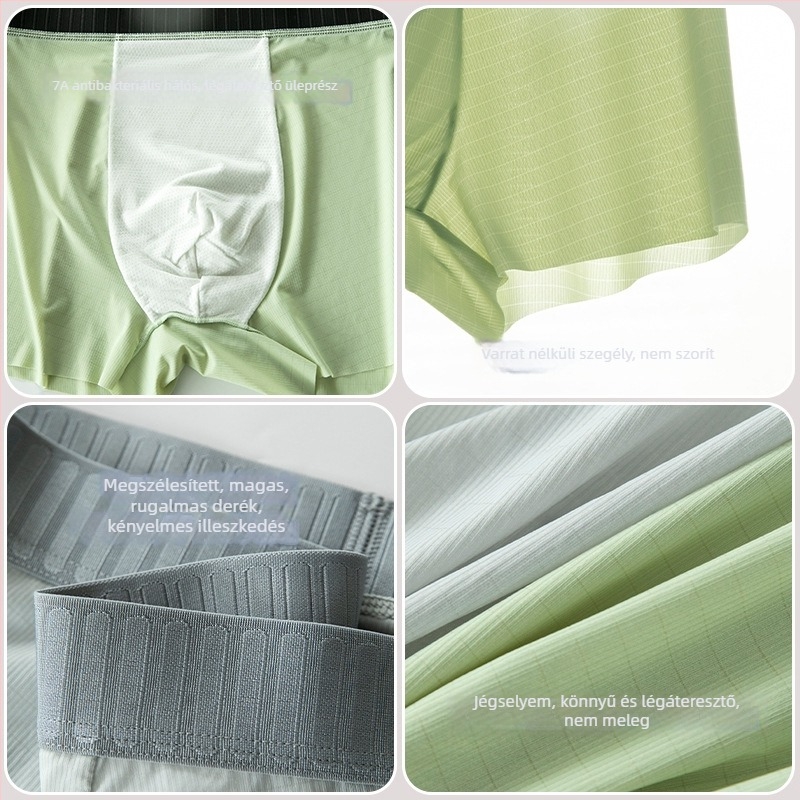 Férfi Ice Silk boxer brief antibakteriális ágyéki bélésével, lélegző, gyorsan száradó nejlon anyagú alsónemű, nagy méret, prémium