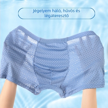 Plusz méretű férfi boxeralsónadrág, magas derék, Ice Silk, lélegző hálószövés
