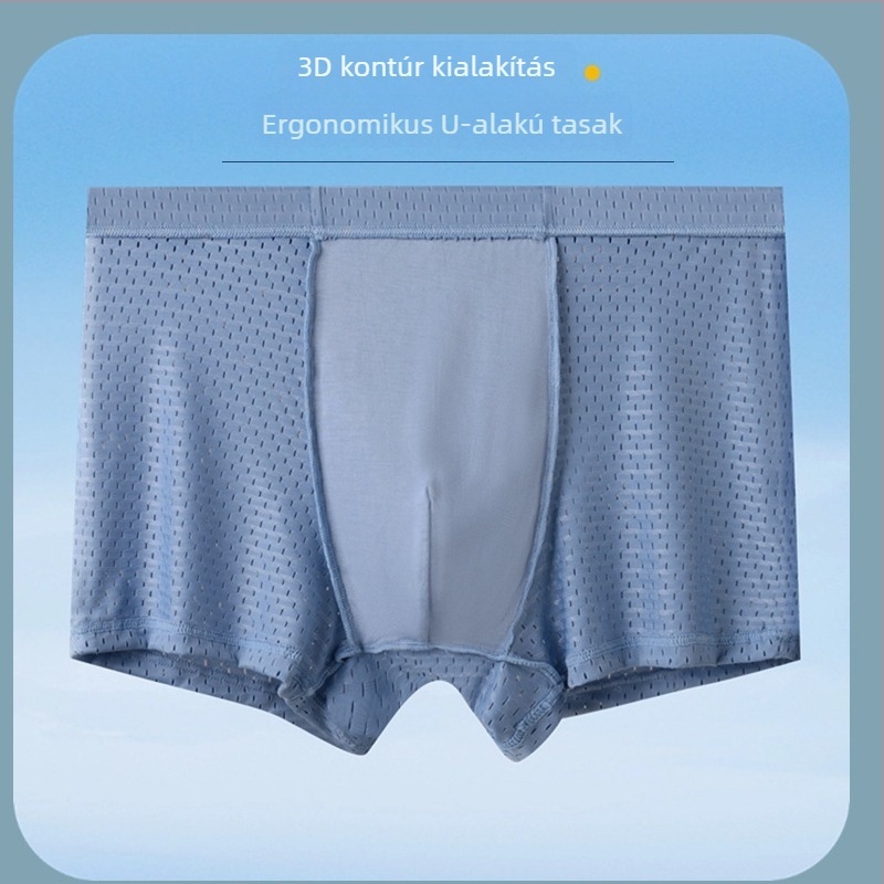 Plusz méretű férfi boxeralsónadrág, magas derék, Ice Silk, lélegző hálószövés