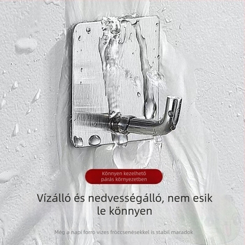 Rozsdamentes acélból készült erős ragasztókampó, fúrás nélkül, konyha- és fürdőszoba ajtókhoz, nyom nélkül rögzítés