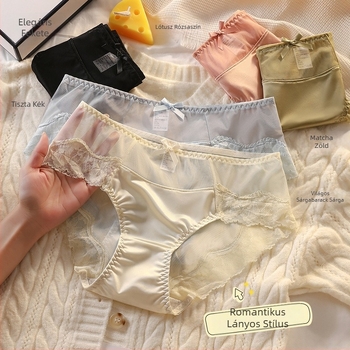 Női csipkés ice silk alsó, középmagas derekú, lélegző, vékony