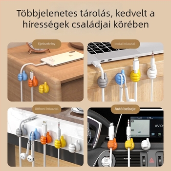 Szilikonból készült, tapadó kampó, ujjszerű formájú, aranyos rajzfilm dizájn, falra szerelhető fürdőszobába, kollégiumi szobába és az íróasztal mellé, kábel rendező, teherbírás 5–10 kg