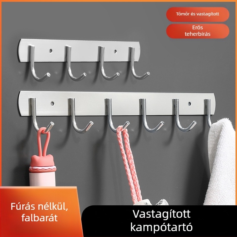 Fali törölköző- és ruhafogas, erős ragasztással, 201-es rozsdamentes acélból, fúrás nélkül