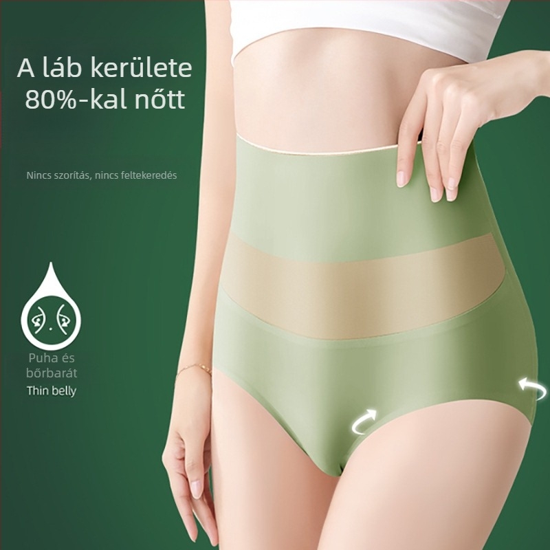 Női magas derekú alsónemű, légáteresztő Ice Silk anyagból, haskontroll, fenékemelés, grafén antibakteriális, pamut bélés