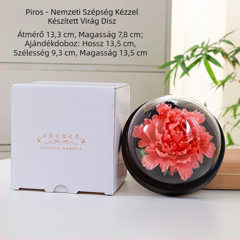 Szellemi kulturális örökség: kézzel készített porcelán diffúzor peónia virággal, autó illatosító, örök virág, nappali és iroda dekoráció