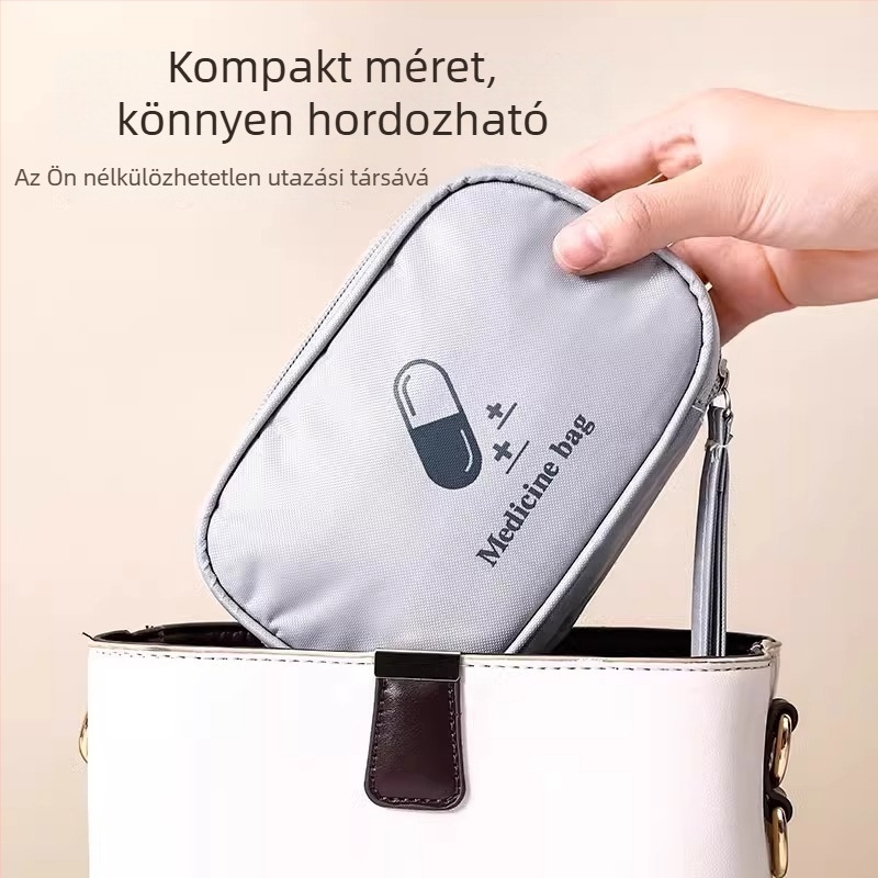 Utazó, hordozható orvosi táska és kompakt gyógyszeres doboz elsősegélyhez, diák kollégiumokhoz