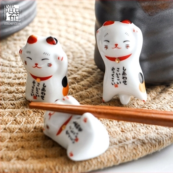 ZAKKA japán kerámia Maneki-Neko evőpálcika tartó, aranyos dísz