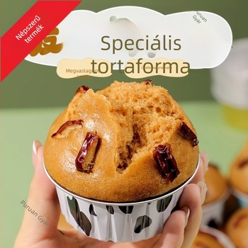 Magas hőállóságú alumíniumfóliából készült forma párolt süteményekhez és mini muffinokhoz, sütőpapíros csészékkel