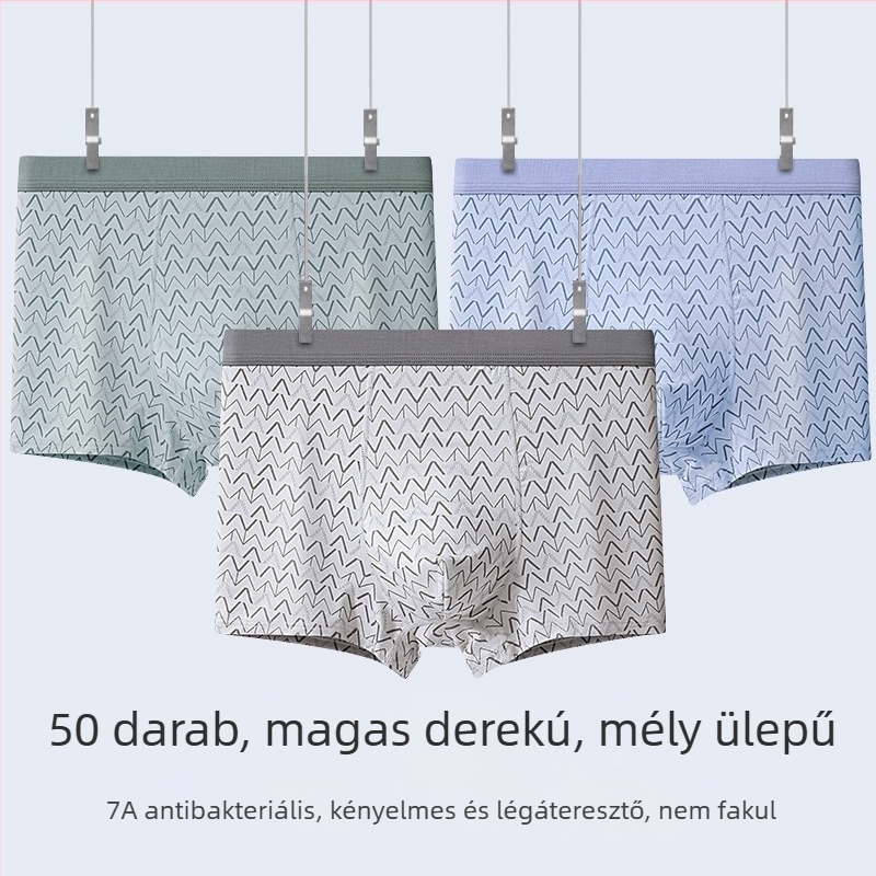 Modal férfi boxeralsó, középmagas derékvonal, lélegző, plusz méret, könnyű nyárra