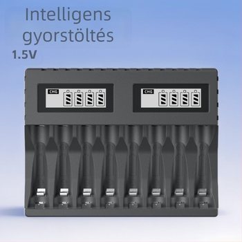 8-állású USB LCD intelligens gyors töltő AA/AAA Li-ion akkumulátorokhoz