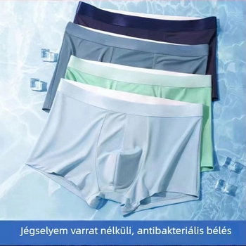 Jégselyem anyagú férfi boxer briefek, antibakteriális, lélegző, nagy méret, középmagasságú, vékony