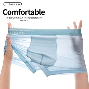 Férfi Ice Silk alsónemű, vékony középmagas derékú boxer briefs, hűsítő és lélegző, antibakteriális, nagy méret, kényelmes, gyorsan szárad