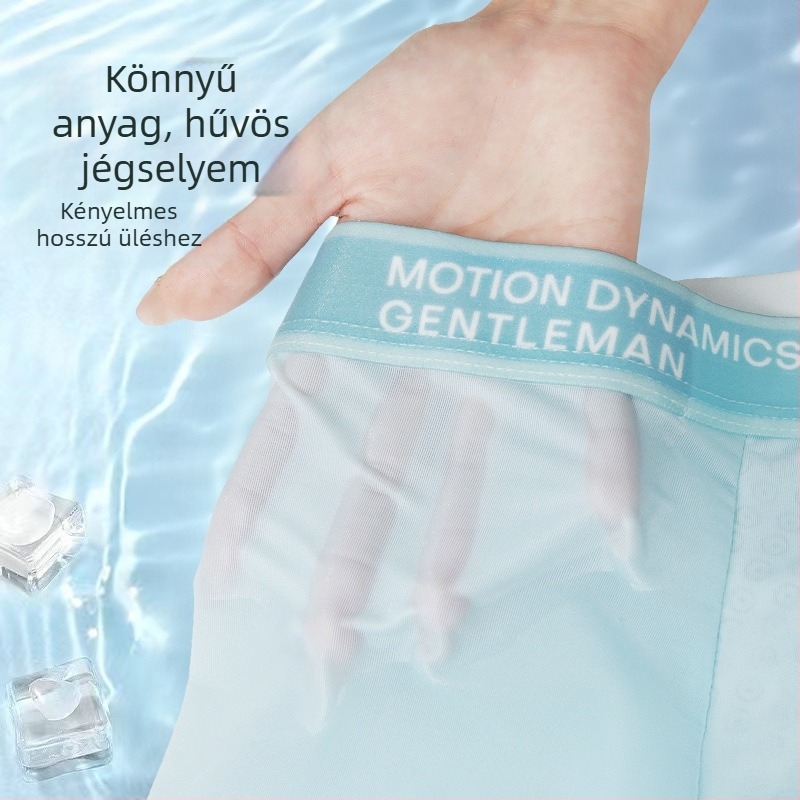 Férfi Ice Silk alsónemű, vékony középmagas derékú boxer briefs, hűsítő és lélegző, antibakteriális, nagy méret, kényelmes, gyorsan szárad