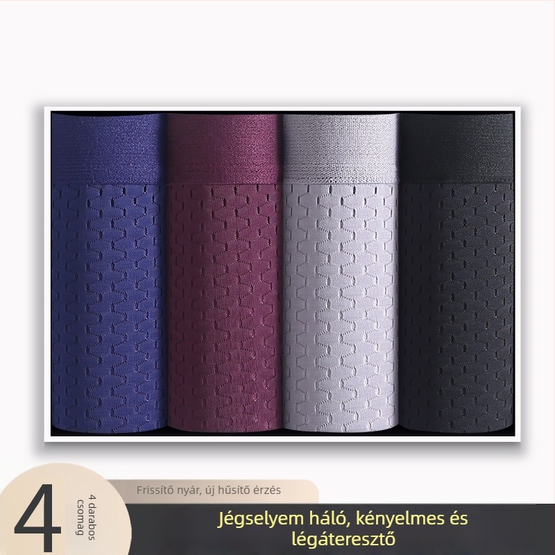 Férfi ice silk boxeralsó hálós mintával, lélegző, könnyed, lazább szabású, plusz méret
