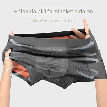 Modal anyagú férfi alsónemű, varrás nélküli, légáteresztő, hálós ágyékkal, boxer-stílusú, plusz méret