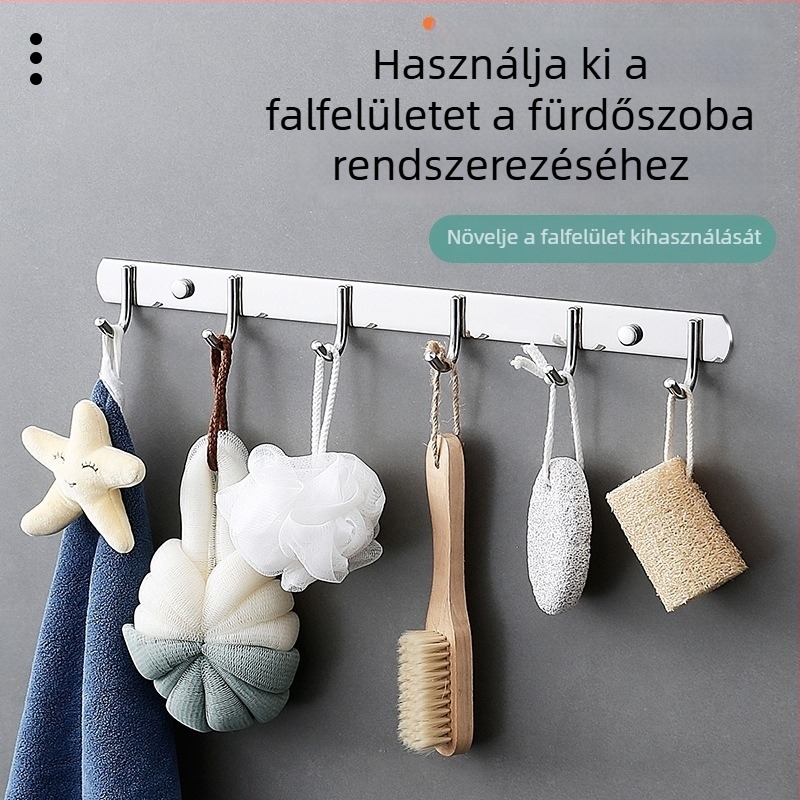 Fúrás Nélküli Vastag Rozsdamentes Acél Kampósor Ajtókhoz Ragasztóval – Akasztó Ruhák és Sapkák Számára, Konyha, Fürdőszoba és WC