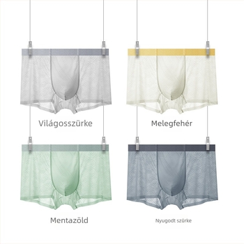 Férfi jégselyem ultra vékony boxer brief, 10A antibakteriális, 120S, lélegző, varrat nélküli, geometriai jacquard minta
