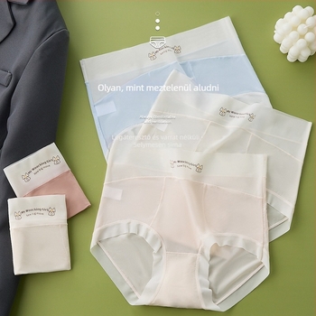 Női magas derekú alsónemű masnival, lélegző ice-silk anyag