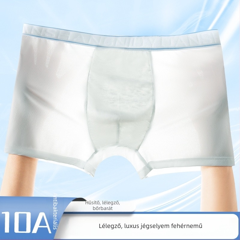 Férfi ice silk vékony boxeralsó, antibakteriális, gyorsan száradó, lélegző, középmagas derekú