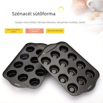 12 üreges tortaforma szénacélból, leválasztható aljú, acél színű