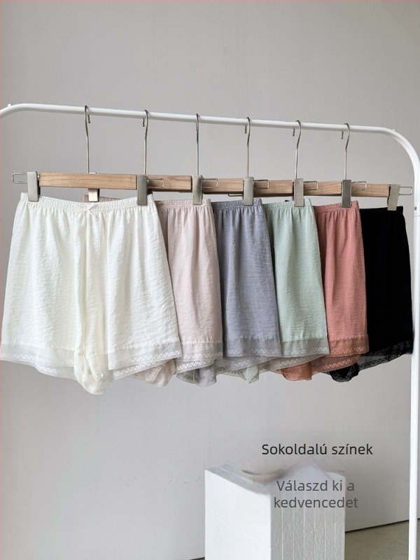 Nyári laza vékony csipkés diszkrét rövidnadrág nőknek, fekete Ice Silk, plusz méret, viselhető külső ruházatként