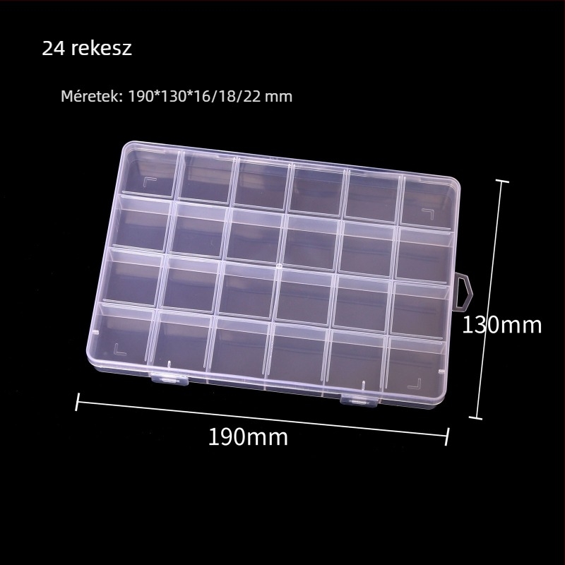 24 rekeszes gyöngy tároló doboz készlet fedéllel