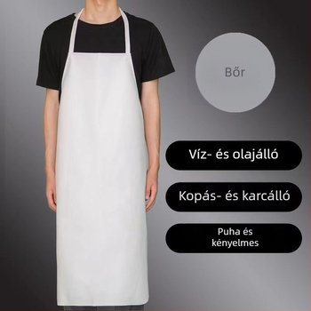 PU műbőr kötény, vízálló és olajálló, cateringhez, fehér, konyhai szakács kötény