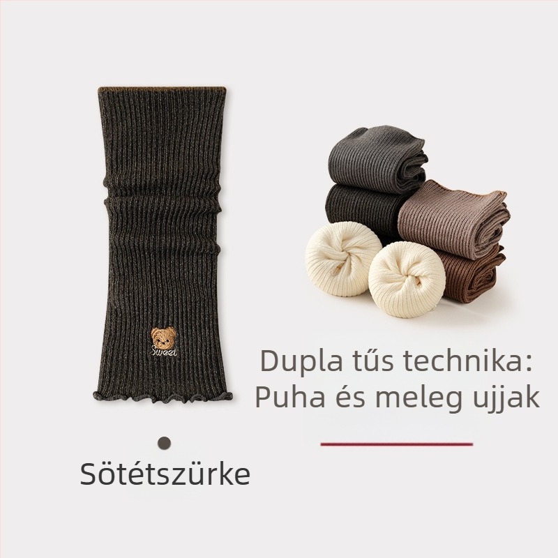 Ultra-soft meleg hímzett karvédők, finom szegéllyel, félhosszúak, őszi–téli viseletre