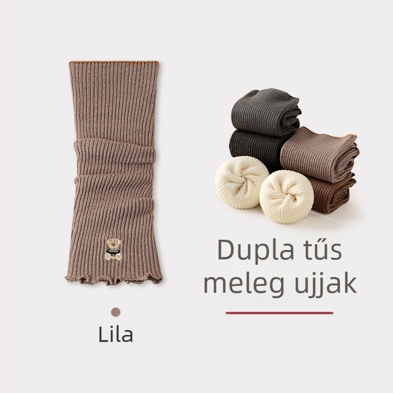Ultra-soft meleg hímzett karvédők, finom szegéllyel, félhosszúak, őszi–téli viseletre