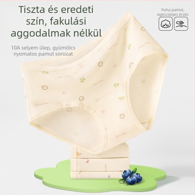 Pamut női alsóneműk, lélegzők és bőrbarátok, magas derekú, ágyéktáji rész selyem béléssel és karikatúra mintával