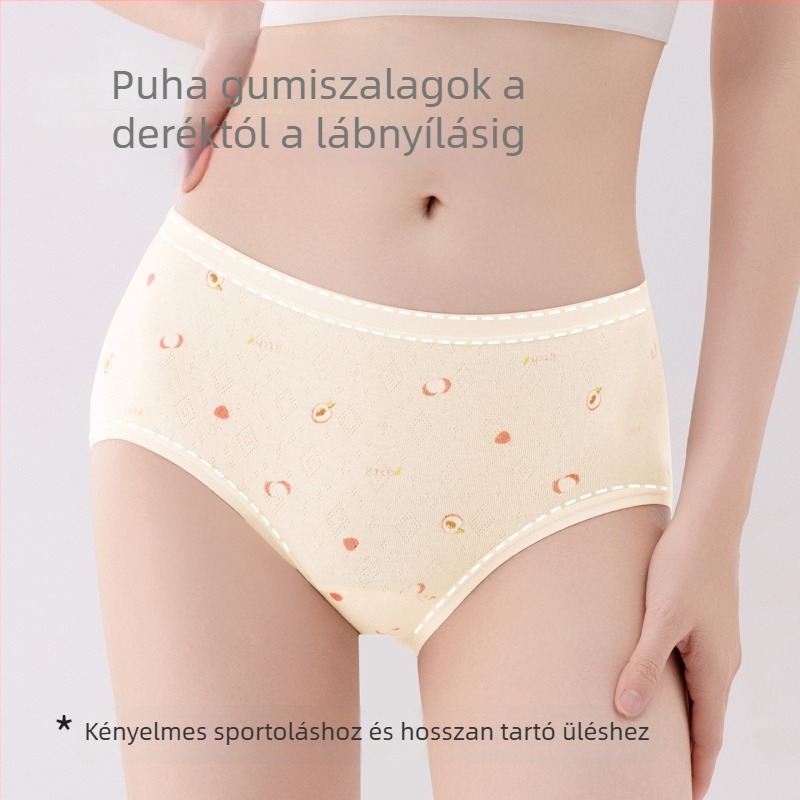 Pamut női alsóneműk, lélegzők és bőrbarátok, magas derekú, ágyéktáji rész selyem béléssel és karikatúra mintával