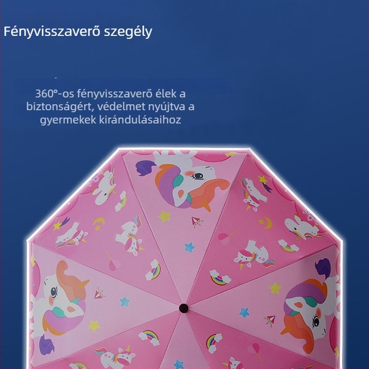 Aranyos gyerekeknek szóló esernyő, rajzfilm stílusú, összecsukható és könnyen hordozható, UV védelem, fiúknak és lányoknak, általános iskolásoknak