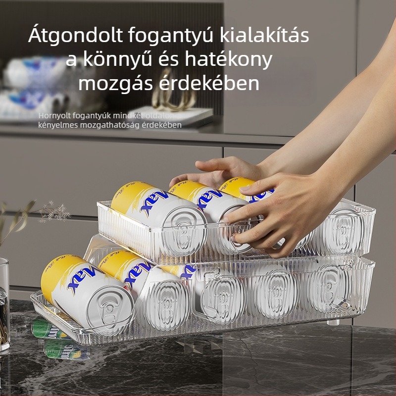 Hűtőbe való italok tárolója, dupla fiókos, automatikus utántöltés, 18 doboz kapacitás