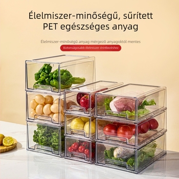 Átlátszó hűtőszekrény fiókos tároló – gyümölcsök, zöldségek és tojások frissességének megőrzésére