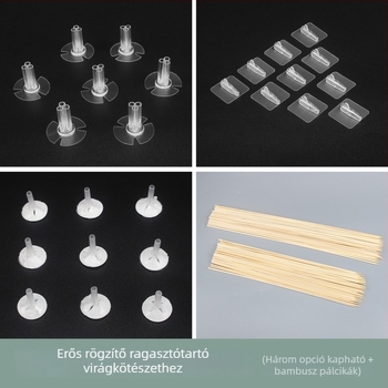 DIY virágcsomagoló készlet univerzális rögzítő fóliával, ragasztótartókkal, műanyag virágtartókkal és bambusz pálcákkal