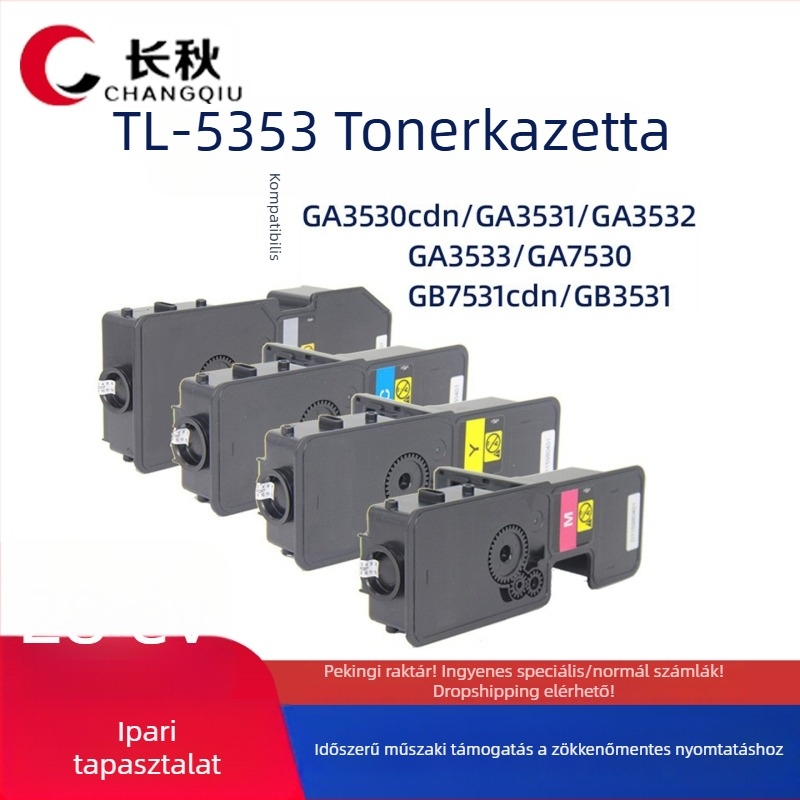 TL-5353K/C/Y/M és GA3530/GA3531/GA3532/GA3533 nyomtatókhoz kompatibil poros doboz és tonerkazetta