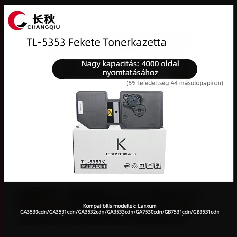 TL-5353K/C/Y/M és GA3530/GA3531/GA3532/GA3533 nyomtatókhoz kompatibil poros doboz és tonerkazetta