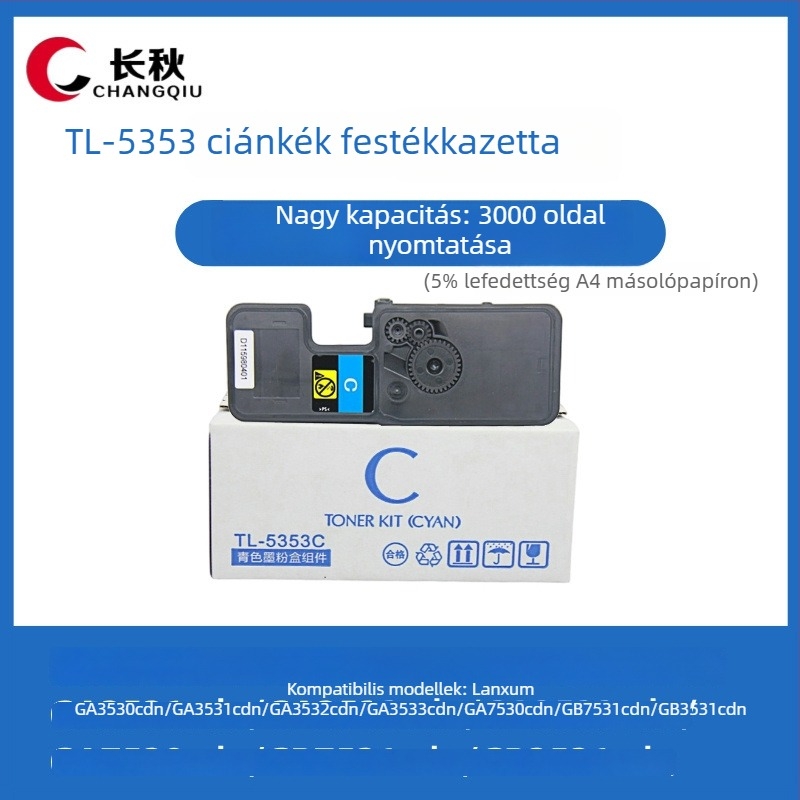 TL-5353K/C/Y/M és GA3530/GA3531/GA3532/GA3533 nyomtatókhoz kompatibil poros doboz és tonerkazetta