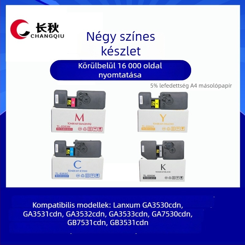 TL-5353K/C/Y/M és GA3530/GA3531/GA3532/GA3533 nyomtatókhoz kompatibil poros doboz és tonerkazetta