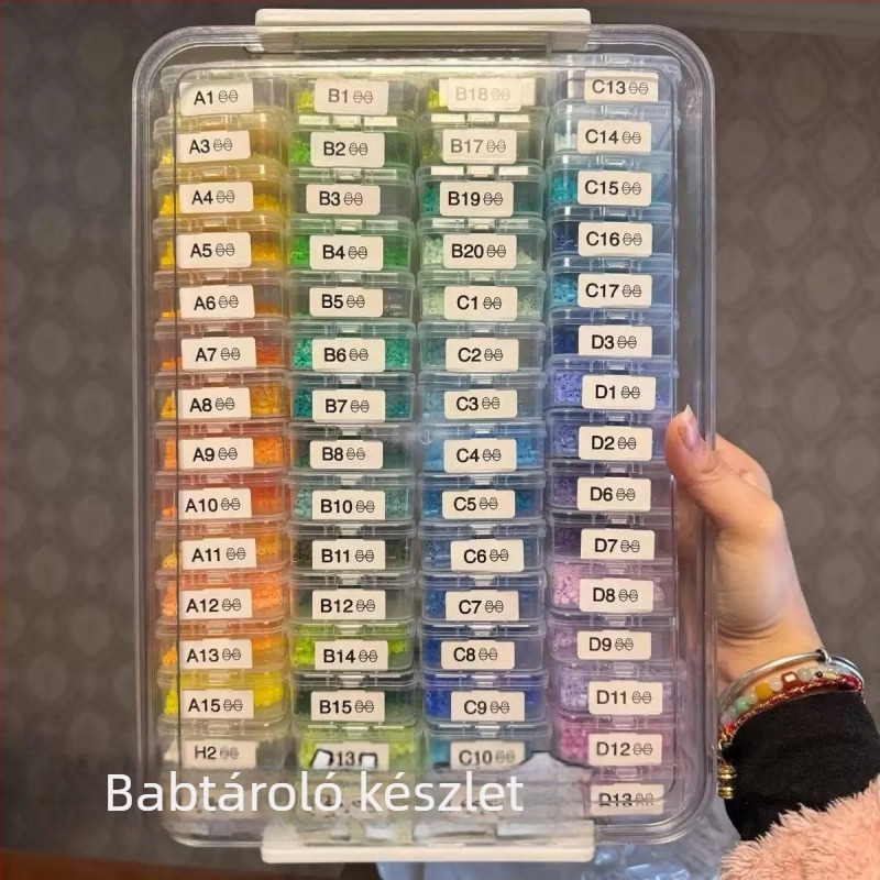 Átlátszó, nagy kapacitású, téglalap alakú tároló doboz gyöngyökért, körömdíszítéshez, ékszerekhez és dokumentumokhoz