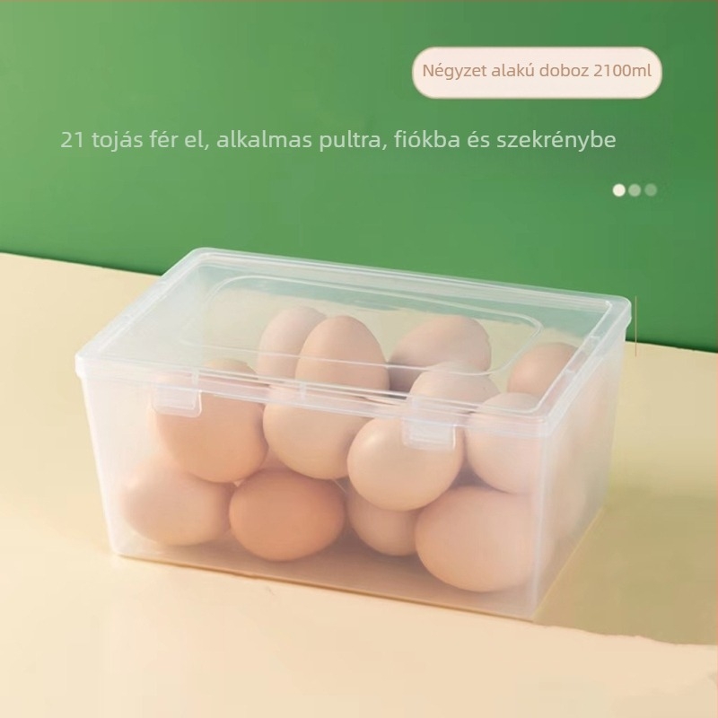 Tojás tároló doboz a hűtő oldalán lévő panelhez, fedéllel, fiókos kialakítással