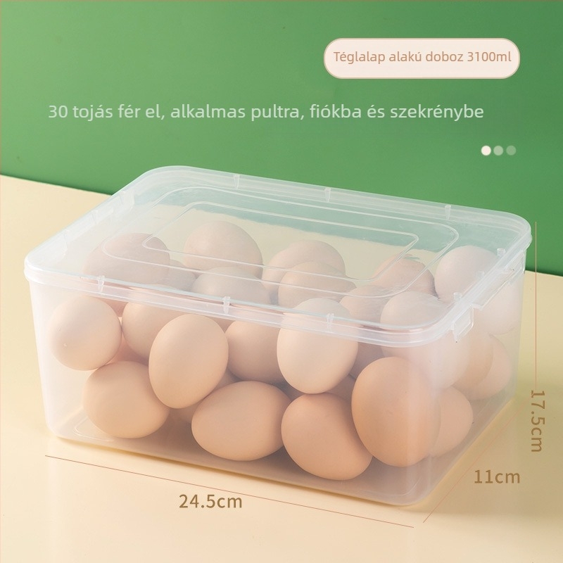 Tojás tároló doboz a hűtő oldalán lévő panelhez, fedéllel, fiókos kialakítással